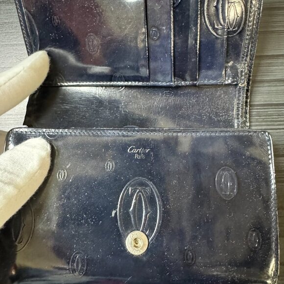Cartier Patent Leather Navy Bifold - Picture 4 of 6